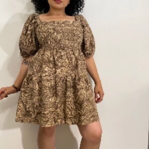 House Of Harlow 1960 Square Neck Puffed Sleeved Midi Dress M